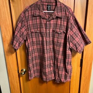 RedHead Burnt Orange and Black Plaid Casual Shirt
